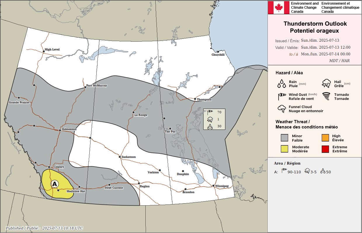 ECCC weather map for July 13, 2025