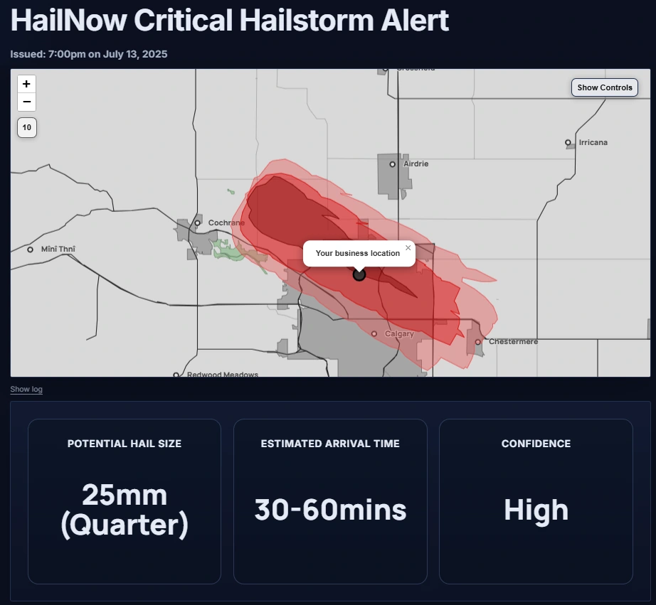 Prime example of alert issuance with business location marked