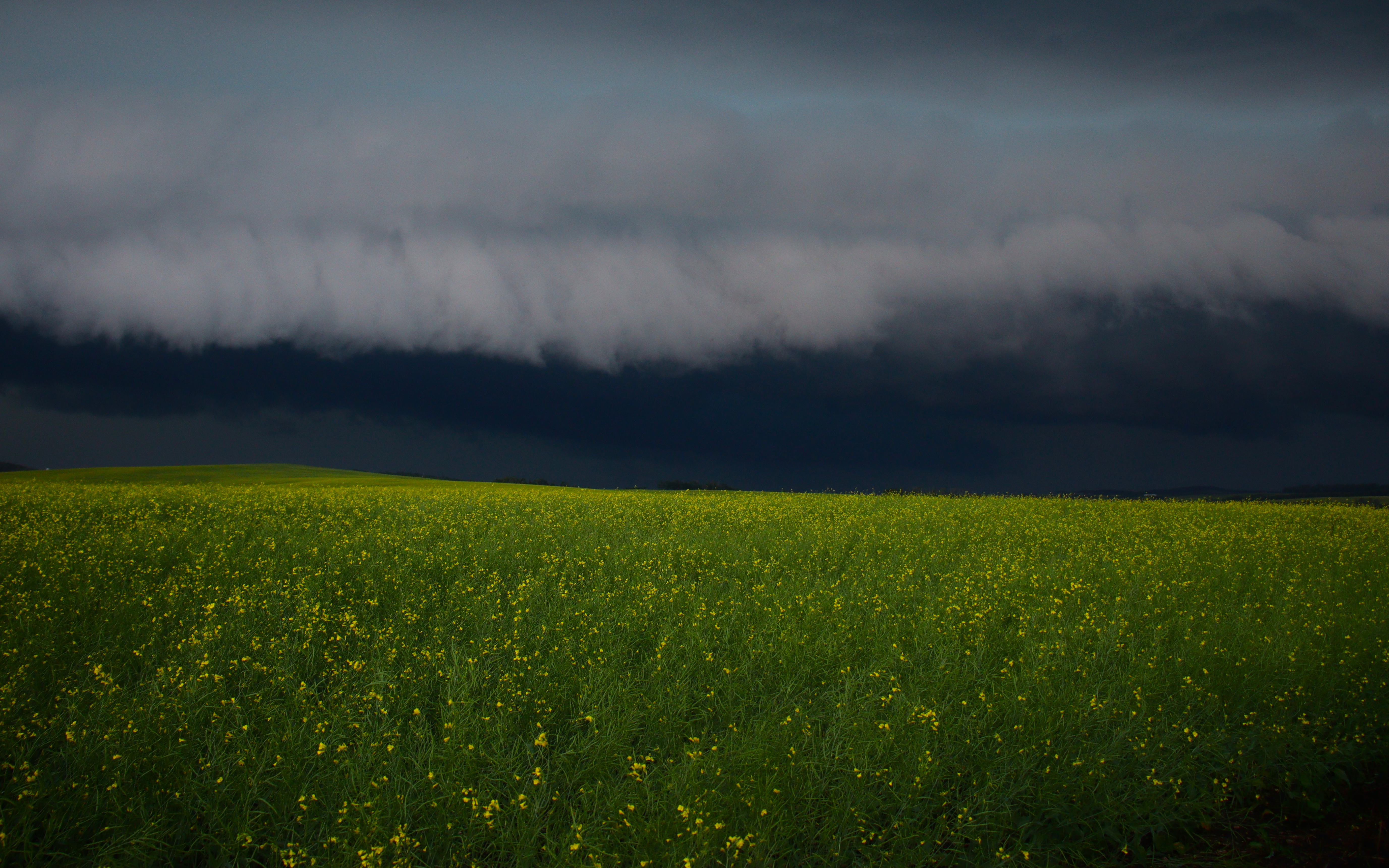 Severe thunderstorm over open land in Alberta