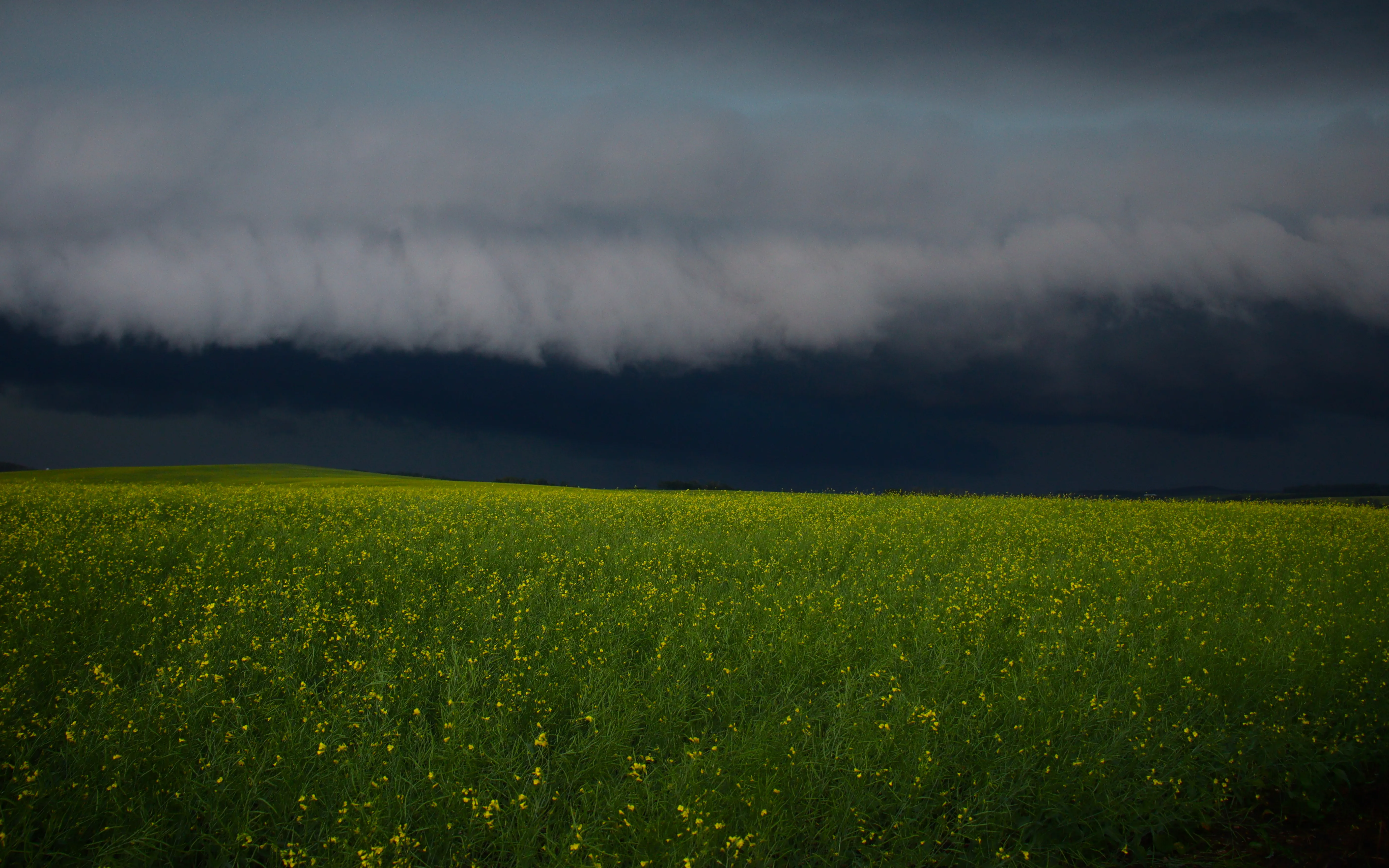 Severe thunderstorm over open land in Alberta